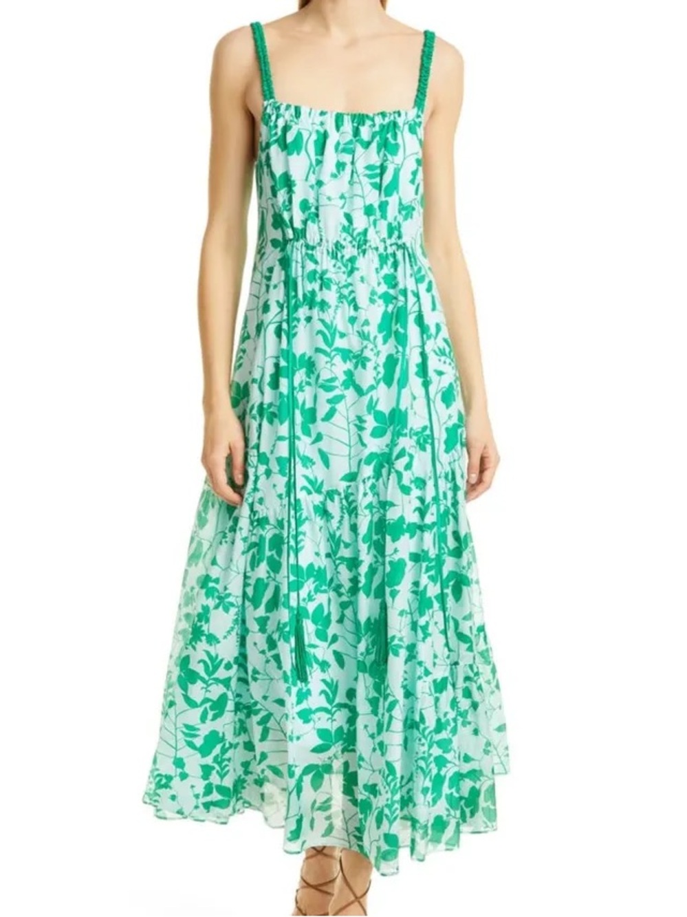 La Ligne Blue & Green Floral Print Dress